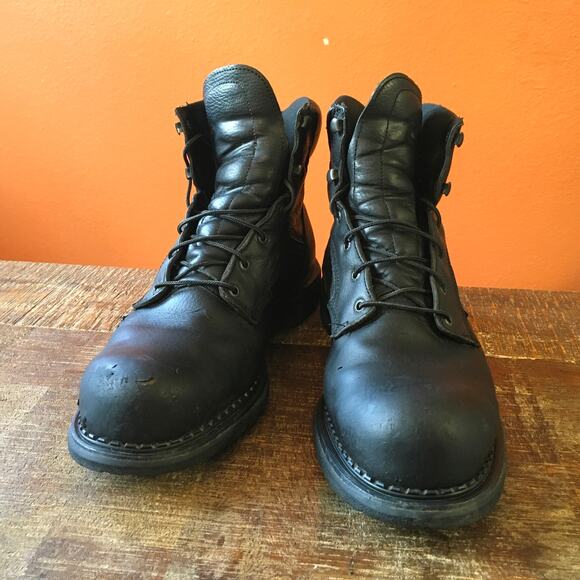 Red Wing Shoes 923 EH Soft Toe 6" Work Boot Mens Size 15 Black Leather Dynaforce - Picture 2 of 12